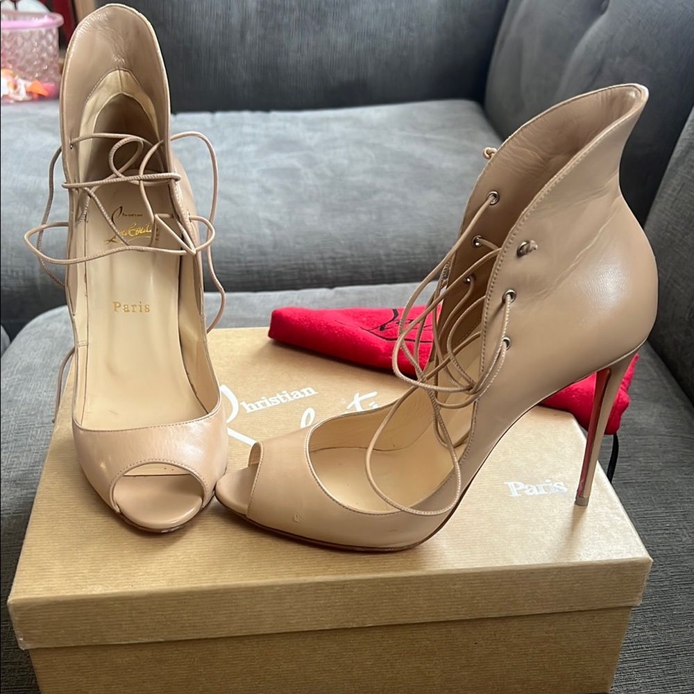 Christian Louboutin Nude Peep Toe Heels